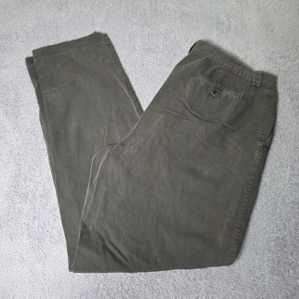 Calvin Klein Mens 40 Chino Pants Olive Green Cotton Button Fly Straight Leg